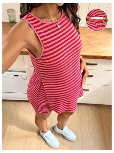 MakeMeChic Women's Maternity Sets Striped Tank Tops Shorts Lounge Set - size: Medium