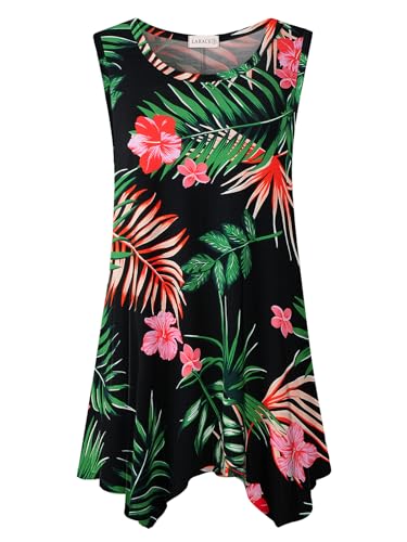 LARACE Womens Plus Size Tank Tops Summer Sleeveless Casual Loose Tunic - color: A-black54, size: 4X