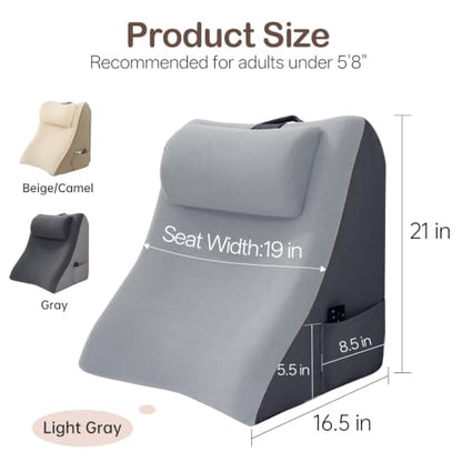 Vekkia 21” Back Rest Pillow with Dual-Layer Foam for Reclining and Sitting - color: Light Gray, size: 21 Inches