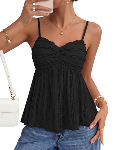 ZESICA Womens Summer Spaghetti Strap Going Out Tank Top - color: Black, size: Medium