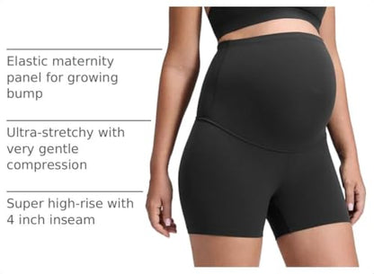 CRZ YOGA Maternity Biker Shorts 4" - color: Black, size: Large