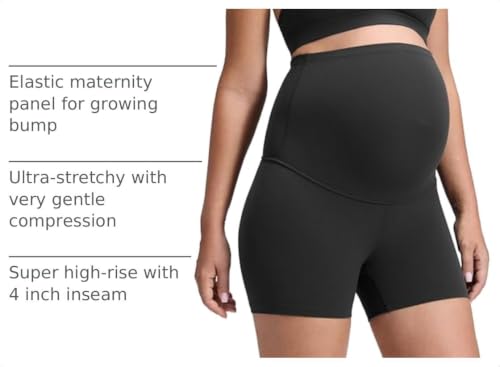 CRZ YOGA Maternity Biker Shorts 4" - color: Black, size: X-Small