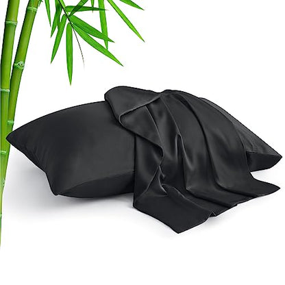 BEDELITE Pillow Cases Standard Size 2Pcs, Rayon Derived from Bamboo, Black - color: Black, size: 2 Pack Standard（20"X 26"）
