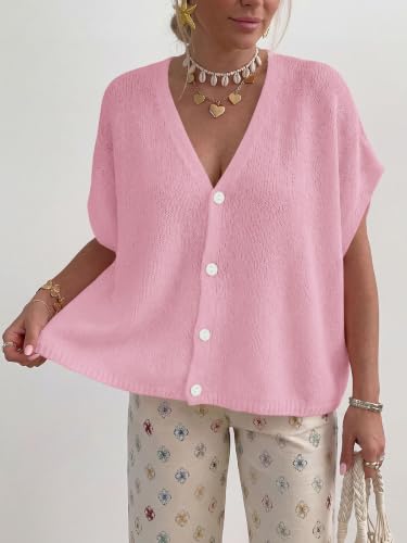PRETTYGARDEN Womens 2026 Summer Oversized Cardigans Sweaters - color: Pink, size: X-Large