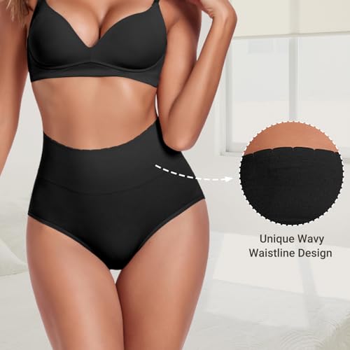 Women's Briefs Underwear High Waist Full Coverage Panties, Ladies Light Tummy Control Postpartum Underpants 5 Pack - color: Black-5pack, size: Medium