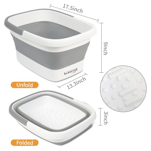 2-Pack Collapsible Foot Bath Tubs with Handles,Portable Plastic Tubs - color: Grey 2pack, size: 2 pack