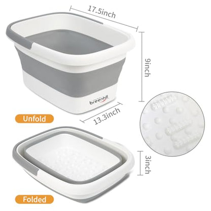 2-Pack Collapsible Foot Bath Tubs with Handles,Portable Plastic Tubs - color: Grey 2pack, size: 2 pack