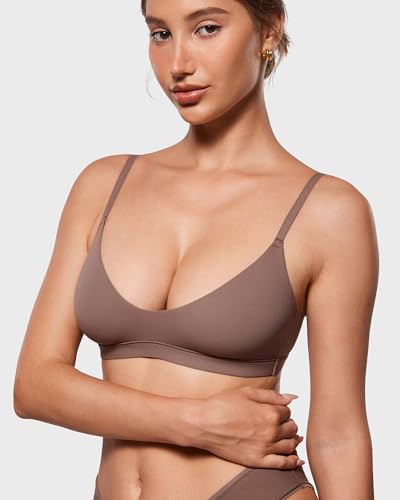 INLYRIC Women's Scoop Bralette No Padding - color: Brown Purple, size: X-Large