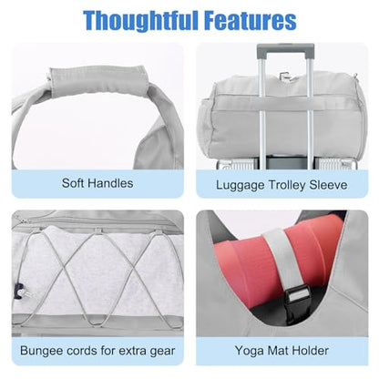 Forestfish Gym Bag For Women With Yoga Mat Holder, Grey - color: Grey