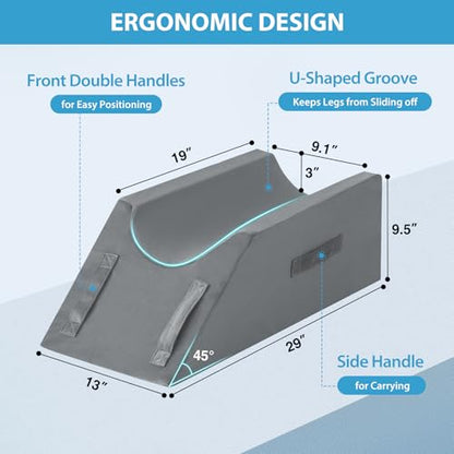 MEGCXIT Leg Elevation Pillow for After Surgery, Wedge Pillow, Grey - color: Grey, size: Single Leg