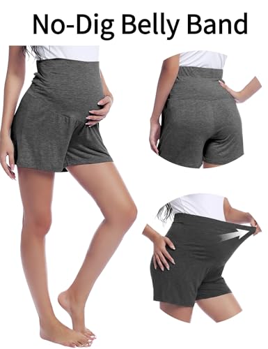 Joyaria Bamboo Viscose Cooling Maternity Pajama Shorts,Maternity Clothes - color: Dark Gray, size: Large