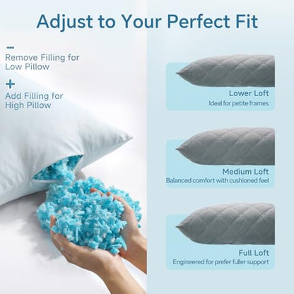 BEDELITE Cooling Body Pillow, Memory Foam Filled, Light Grey, 20x54 Inches - color: Grey
