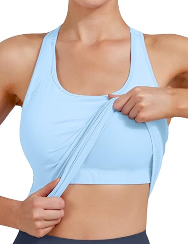 Women's Seamless Side-Ruched Racerback Tank Top - color: Light Blue, size: Medium