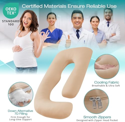 Cooling Pregnancy Pillows for Sleeping, 65'' Full Body Pillow, Beige - color: Beige, size: 65 Inch