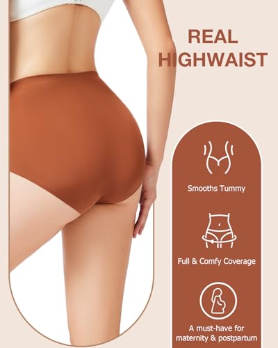 Womens Underwear Seamless Full Coverage Breathable Briefs No Show Silky Stretch High Waisted Ladies Panties 6 Pack - color: Multicolor-a2, size: XX-Large