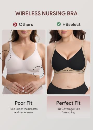 HBselect Nursing Bras for Breastfeeding 3 Pack Women Maternity Jelly Bras - color: C: 3pack(black/Dusty Pink/Gray Blue), size: Medium