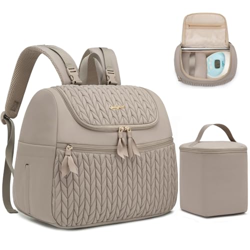 Qualyphant Breast Pump Bag for Spectra S1/S2 & Medela with Insulated Cooler - color: Brown Taupe