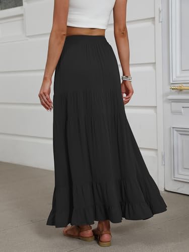 ANRABESS Women’s Summer Flowy Maxi Skirts with Pockets - color: Black, size: X-Small