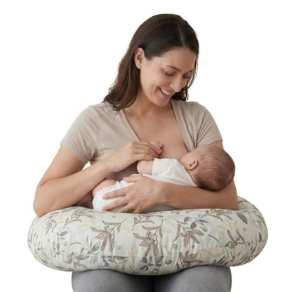Nursing Pillow and Body Positioner for Breast Feeding and Bottle Feeding, Ultra Soft Breastfeeding Pillows with Removable Pillow Cover (Grey-Green Leaf) - color: Grey-green Leaf