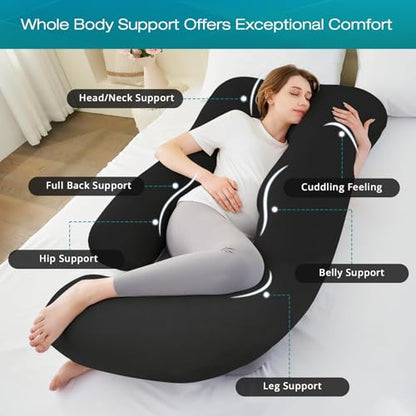 Cooling Pregnancy Pillows for Sleeping, 65'' Full Body Pillow, Black - color: Black, size: 65 Inch