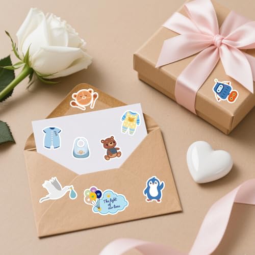 10 Sheets Baby Boy Scrapbook Stickers, Various Designs Toddler Decals - color: Blue