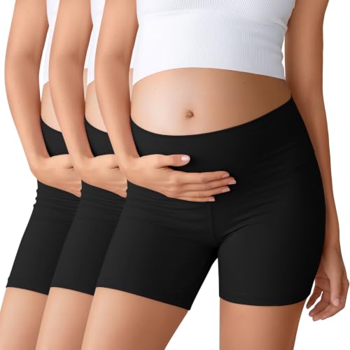 Ficerd 3 Pack Maternity Pajama Lounge Shorts - color: Black, Black, Black, size: X-Large