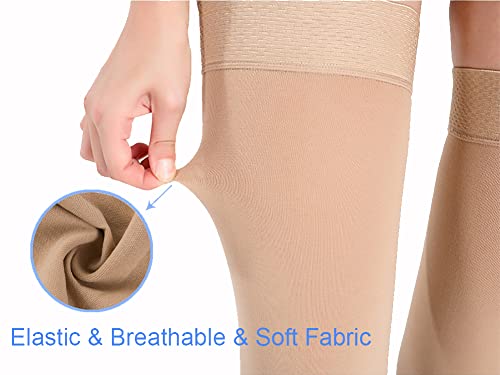 Footless Thigh High Medical Compression Stockings for Women & Men - color: Footless Beige, size: Medium