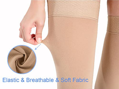 Footless Thigh High Medical Compression Stockings for Women & Men - color: Footless Beige, size: Medium
