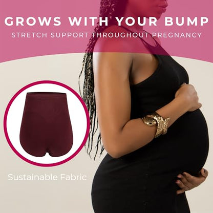 Be Relax Maternity Briefs - Pregnancy Underwear for Women - Over Bump Pregnancy Undergarment - Maternity Panties 2 Pack - color: Wine, size: Medium