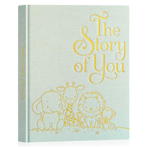 Lanpn Baby Memory Book for Boy Girl - The Story of You, Newborn Babys Book Keepsake Photo Album for New Parents, Linen Cover Baby First 5 Year Milestone Scrapbook Journal (Sage Green, 154 Pages) - color: Sage Green