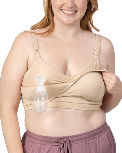 Kindred Bravely Sublime Contour Hands Free Pumping & Nursing Bra, Wireless - color: Beige, size: Medium-Large
