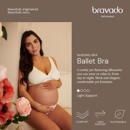 Bravado Designs Ballet Seamless Crossover Maternity Nursing Bra, Comfortable Breastfeeding Bra - color: Roseclay - Sustainable Fabric, size: Small