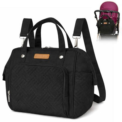 FHELAD HELAD Small Diaper Bag Backpack, 4 in 1 Mini Baby Bag for Short Trip - color: Black