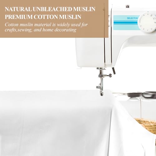 100% Cotton Muslin Fabric, 63 Inch X 10 Yards White Fabric by The Yard - color: Bleached, size: 10 Yards