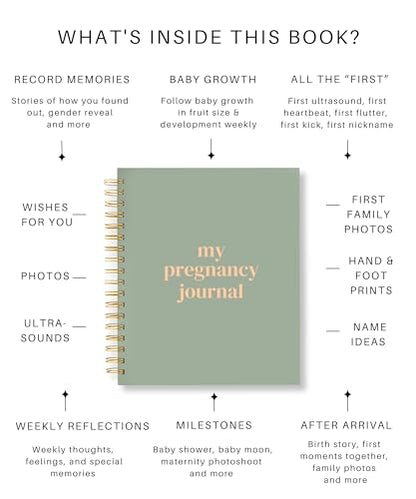 Lamare Pregnancy Journal for First Time Moms 2026 – Pregnancy Scarpbook - color: Sage