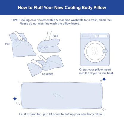Swift Home Cooling Body Pillow, 20x54 Inch, Cool-to-Touch Reversible, Blue - color: Blue