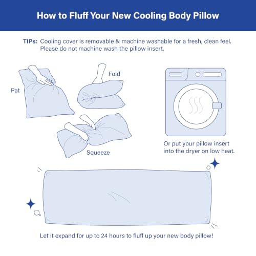 Swift Home Cooling Body Pillow, 20x54 Inch, Cool-to-Touch Reversible, Blue - color: Blue