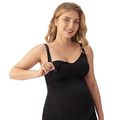 Angelhood Nursing Tank Tops Maternity Cami with Built in Bra - color: 3×black, size: Medium