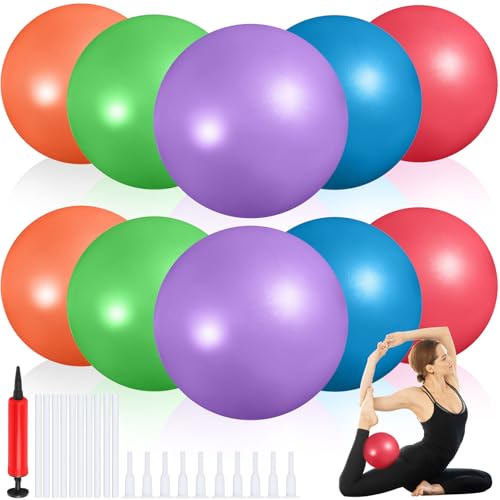 Aoriher 10 Pcs Small Pilates Ball Bulk 9 Inch Mini Yoga Ball - color: Rainbow Color