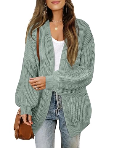 MEROKEETY Long Sleeve Oversized Cardigan Sweaters for Women - color: Sage, size: Large