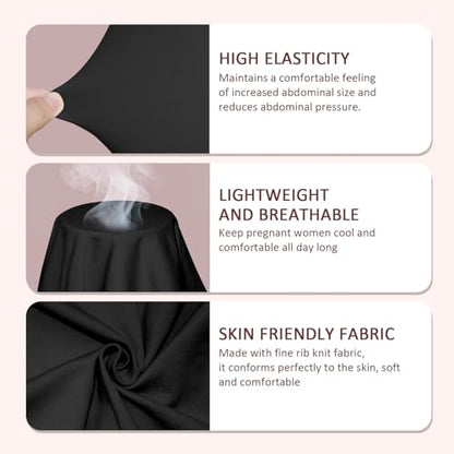 Women's Maternity Bustless Tank Top Belly Support, Pregnancy Adjustable Spaghetti Strap Bodycon Shapewear Slip Dress - color: Black, size: Large