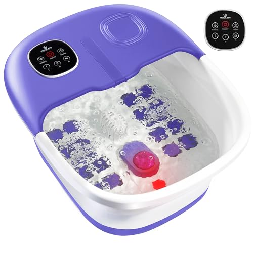 Medical king Foot Spa with Heat and Massage and Jets Includes A Remote Control A Pumice Stone Collapsible Foot Spa Massager with Heat and Massage Bubbles and Vibration - color: Blue