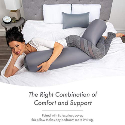 Microbead Body Pillow, Side Sleeping & Pregnancy, 48x8 in, Dark Grey - color: Dark Grey, size: Pillow & Cover