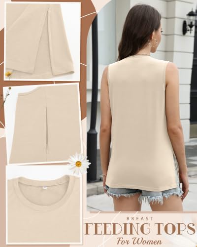 Ficerd 3 Pack Women's Nursing Tank Tops - color: Cream, Camel, Light Brown, size: XX-Large