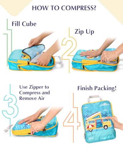 Gonex 6-Piece Compression Packing Cubes with Shoe & Laundry Bags - color: RV, size: 6 Set