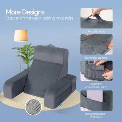 Kayfia Reading Pillow, Gel Memory Foam Back Rest Pillow, 21'', Gray - color: Gray, size: Large(21'')
