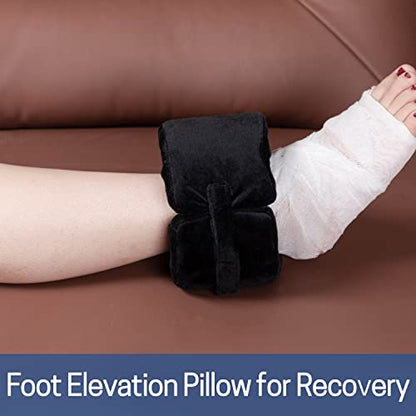 Foot Elevation Pillow Ankle Heel Protector Wedge Foot Support Cushion - color: Medium Black