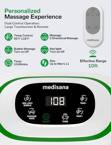 Medisana Collapsible Foot Spa, Foot Bath with Heat, Massage Rollers, Bubble - color: pearl white