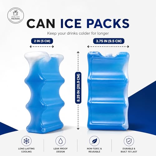 Healthy Packers Ice Packs for Coolers | Can Coolers | Breastmilk Cooler Ice Pack | Long-Lasting Reusable Ice Pack - size: 6 Can (Pack of 4)