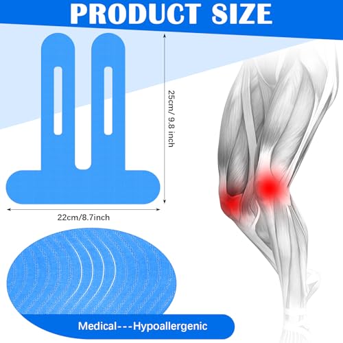 50 Pcs Precut Kinesiology Tape for Knees, Blue - color: Blue